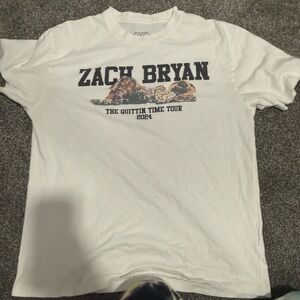 Zach Bryan White Concert T-Shirt - The Quittin Time Tour 2024